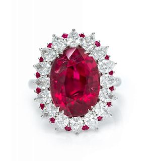 A Platinum, Ruby and Diamond Ring, 8.60 dwts.