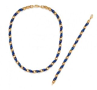 A Collection of Yellow Gold, Diamond and Carved Lapis Lazuli Jewelry, French, 34.90 dwts.
