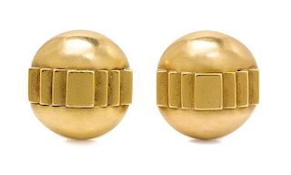 A Pair of 18 Karat Yellow Gold Earclips, Kieselstein Cord, 18.80 dwts.