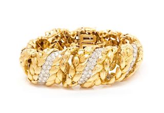 An 18 Karat Yellow Gold, Platinum and Diamond Bracelet, David Webb,