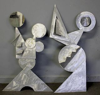 Pair of Modernist Aluminum Wall Mounted Sculptures