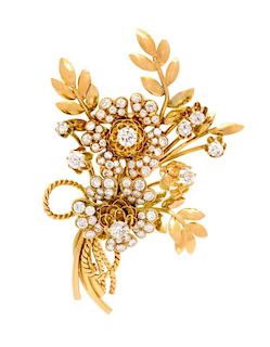A Fine 18 Karat Yellow Gold and Diamond Bouquet Brooch, Van Cleef & Arpels, Paris, 23.00 dwts.