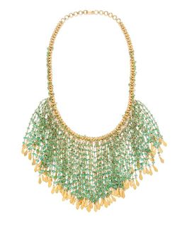 A Yellow Gold and Emerald Bead Fringe Necklace, 51.00 dwts.