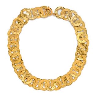 An 18 Karat Yellow Gold Circlet Link Necklace, 27.80 dwts.