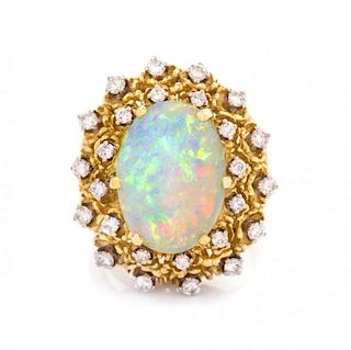 A Yellow Gold, Opal and Diamond Ring, La Triomphe, 11.40 dwts.