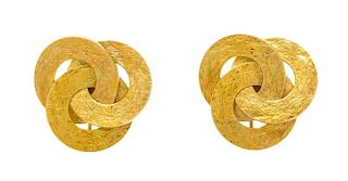 A Pair of 18 Karat Yellow Gold Circlet Link Earclips, 8.80 dwts.