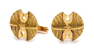 A Pair of Gold Cufflinks, Gio Pomodoro, 8.90 dwts.
