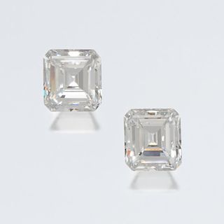 A 3.53 Carat Pair of Octagonal Step Cut Diamonds,