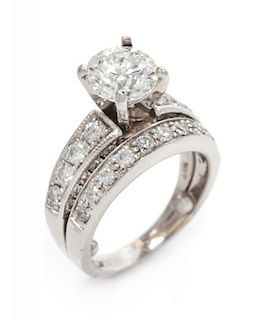 A White Gold and Diamond Ring Set, 4.60 dwts.