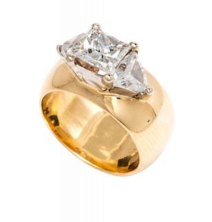 A Collection of 14 Karat Yellow Gold and Diamond Rings, 9.20 dwts.
