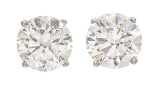 A Pair of White Gold and Diamond Stud Earrings, 2.80 dwts.