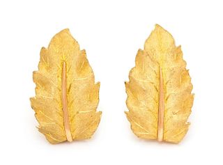 A Pair of 18 Karat Bicolor Gold Earclips, Buccellati, 4.60 dwts.