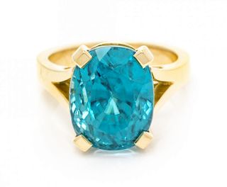 An 18 Karat Yellow Gold and Blue Zircon Ring, Glenda Queen, 7.40 dwts.