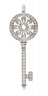 A Platinum and Diamond "Petals" Key Pendant, Tiffany & Co., 5.70 dwts.