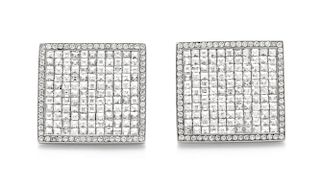 A Pair of 18 Karat White Gold and Diamond "Matrix" Earrings, Bez Ambar, 7.70 dwts.