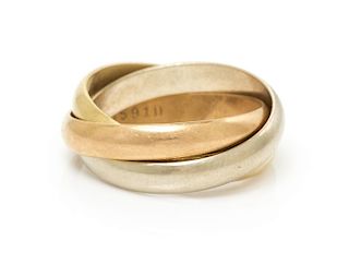An 18 Karat Tricolor Gold "Trinity" Ring, Les Must de Cartier, 5.50 dwts.