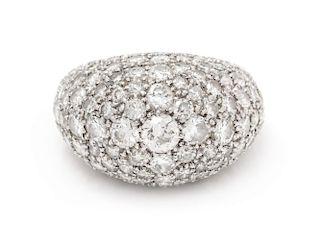 A Platinum and Diamond Bombe Ring, 7.30 dwts.