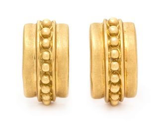 A Pair of 18 Karat Yellow Gold Earclips, Marlene Stowe, 18.40 dwts.