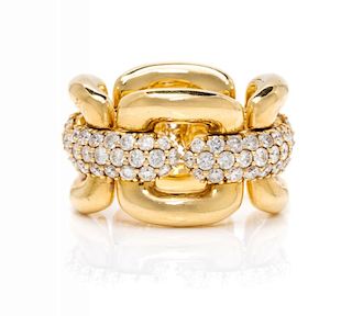 An 18 Karat Yellow Gold and Diamond Link Ring, Crivelli, 12.50 dwts.