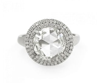 A Platinum and Rose Cut Diamond Ring, Irene Neuwirth, 3.70 dwts.