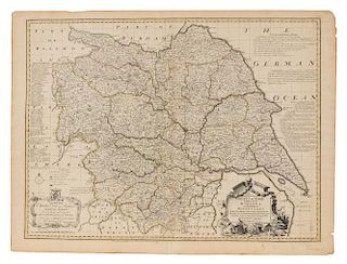 BOWEN, Emanuel (1694?-1767) An Accurate Map of the County of York Divided into its Ridings and Subdivided into Wapontakes. Lo
