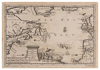 VAN DER AA, Pieter (1659-1733) 't Noorder Gedeelte van Virginie, door Bartholomeus Gosnol en Martin Pringe, uyt Engeland beva