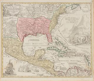 HOMANN, Johann Baptiste. Regni Mexicani Seu Novae Hispaniae Ludovicianai, N. Angliae Carolinae, Virginiae, et Pennslyvaniae. 