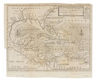 MOLL, Herman (1654-1732) A Chart of ye West-Indies or the Islands of America in the North Sea &c. London, ca 1740.