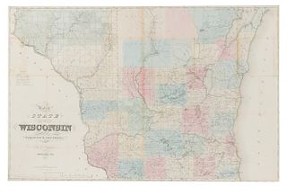 LAPHAM, INCREASE A. (1811-1875) The State of Wisconsin Compiled from the latest authorities.<D> Milwaukee, 1852. Hand-colored