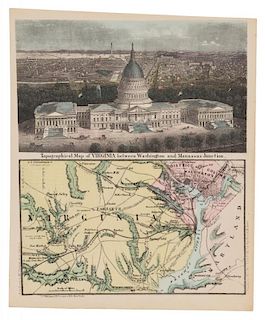 View of Capital Building and Wasington, D.C. Topographical Map of Virginia between Washington, D.C. and Manassas Junction.