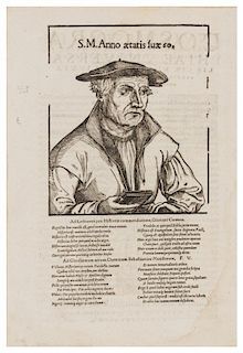 [PORTRAIT] - [MÜNSTER, Sebastian (1488-1552)] "S[ebastian] M[unster] Anno Aetatis lux 60" Basel, [ca 1550 or later].