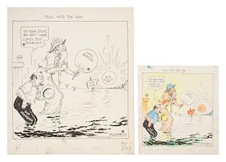 [CARTOON] - ORR, Carey (1890-1967) "Duel with the Sun." Pencil and ink on board.