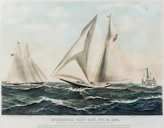 CURRIER and IVES, publishers. - After Charles Parsons. The Great Yacht Race... 1867-1870. 3 lithographs with hand-coloring.