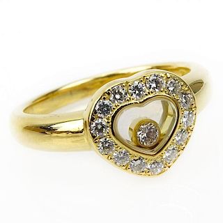 Vintage Chopard Happy Diamond and 18 Karat Yellow Gold Heart Ring.