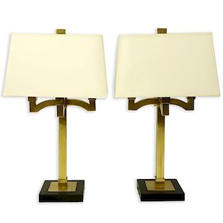 Pair of Modern Brass 4 Arm Candelabras Style Lamps.