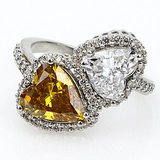 Approx. 3.53 Carat TW Diamond and Platinum Engagement Ring.