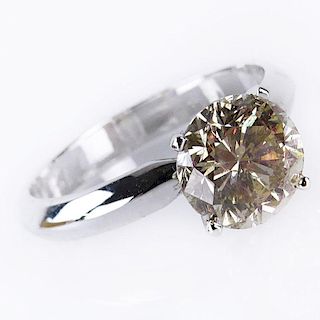 DGI Certified 2.18 Carat Round Brilliant Cut Fancy Brown Diamond and 14 Karat  White Gold Engagement Ring.
