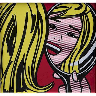 After: Roy Lichtenstein, American (1923-1997) Color lithograph "Girl With Mirror".