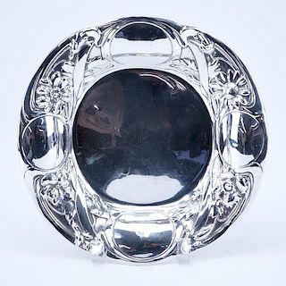 Mauser Mfg. Co. (1887-1903) Art Nouveau Sterling Peony Relief Dish.