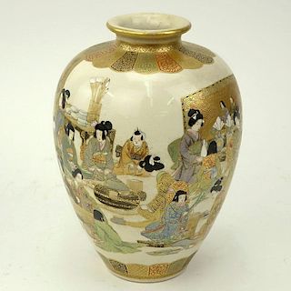 19th Century Japanese Satsuma "Courtesans" Porcelain Vase.