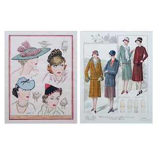 Two (2) Vintage Italian Prints "Dress Patterns", "Hats".