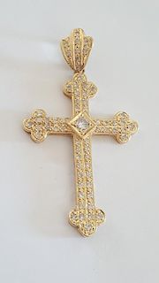 14K Gold & 2.5Ct Diamonds Large Cross Pendant