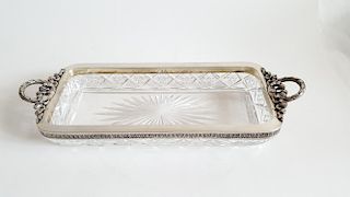 Antique Russian Cut Crystal Silver MOUNTED TWIN HA