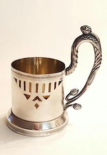 ANTIQUE RUSSIAN SILVER TEA GLASS HOLDER