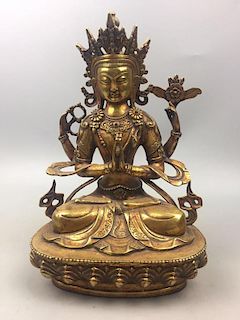 18/19th C. Chinese Gilt Bronze Buddha