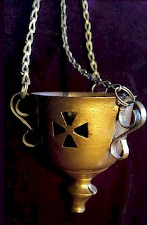 Antique 19c Brass Russian Orthodox Lampada