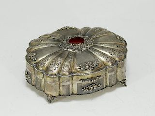 Sterling Silver Jewelry Box with Agate Stone