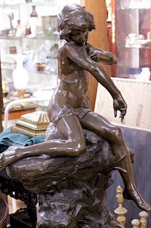 19th C. French Bronze Sculpture of Boy signed