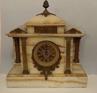 Antique Marble Gilt Bronze Mantel Clock