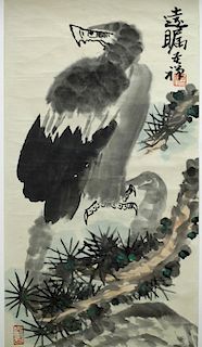 Chinese Ink Painting of a Eagle, Signed